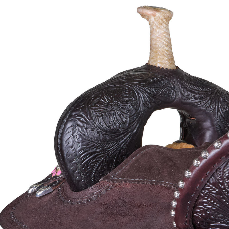 Circle Y Saddlery Ultimate Cash Chocolate and Pink 13.5in Barrel Saddle