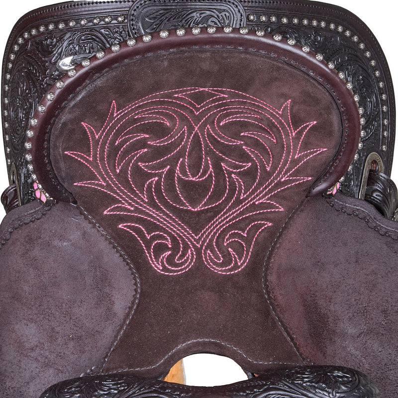 Circle Y Saddlery Ultimate Cash Chocolate and Pink 13.5in Barrel Saddle