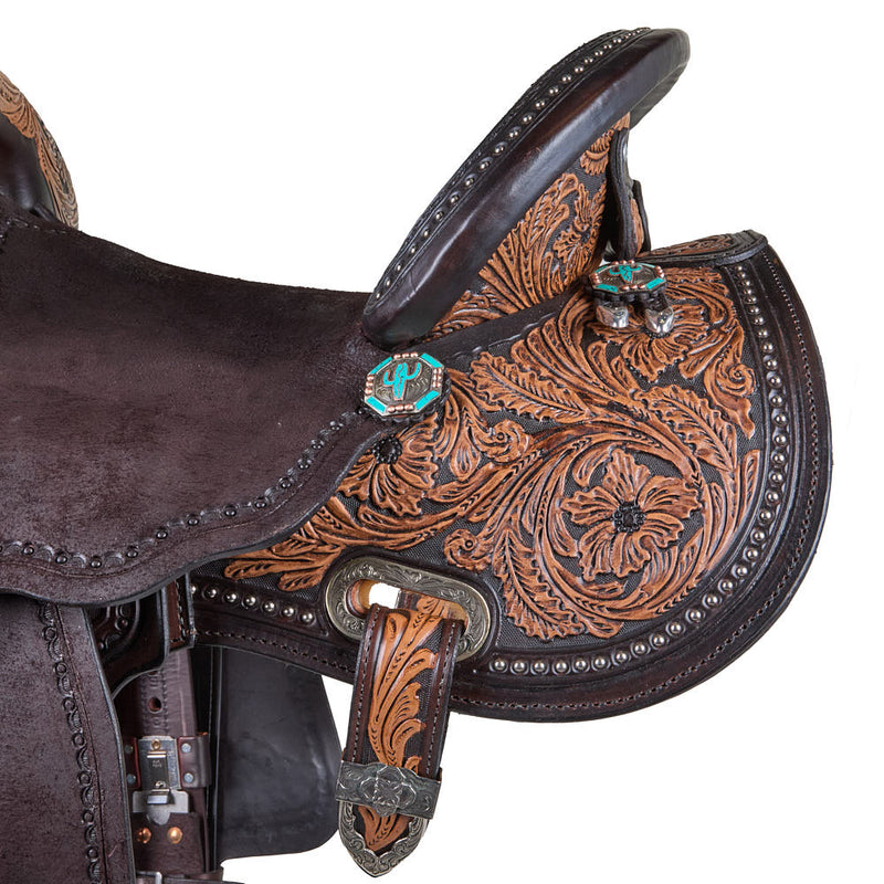 Circle Y Saddlery Ultimate Cash Vintage Chocolate Cactus 14in Barrel Saddle