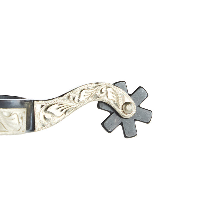 NRS Men's Black & Silver Engraved Spurs