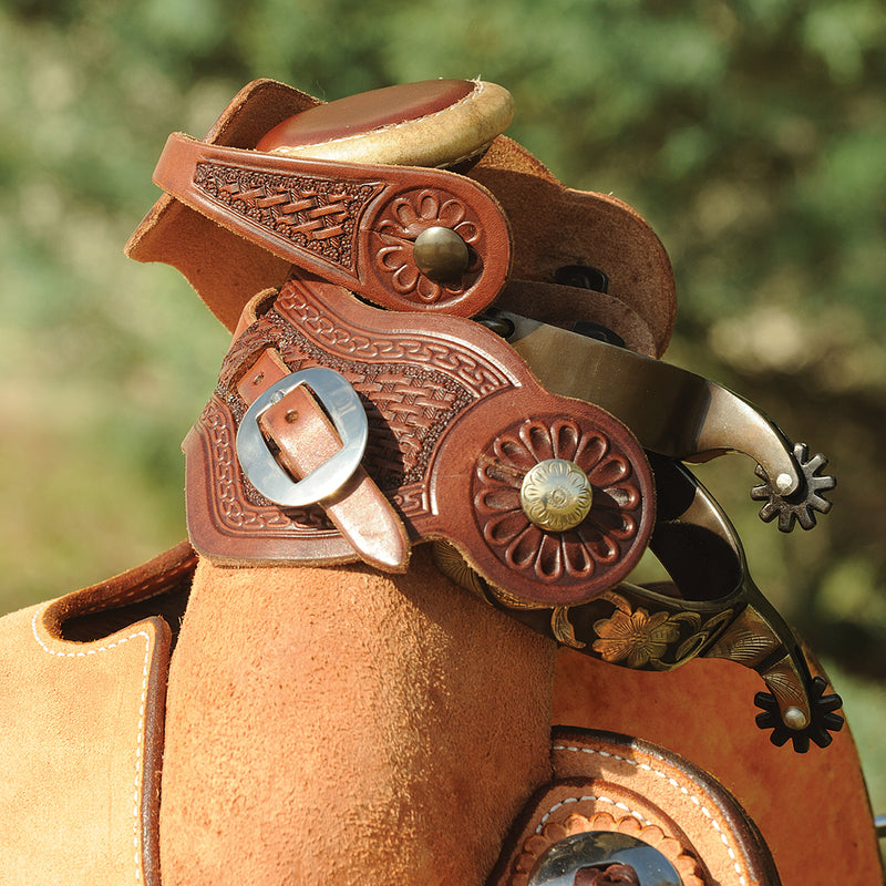 Martin Saddlery Chocolate Basket Stamp Spur Straps