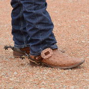 Martin Saddlery Chocolate Roughout Leather Men's Spur Straps with Copper Cart Buckle