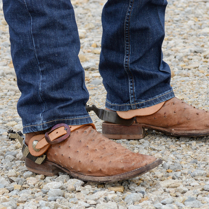 Martin Saddlery Natural Leather Men's Spur Straps with Antique Copper Cart Buckle