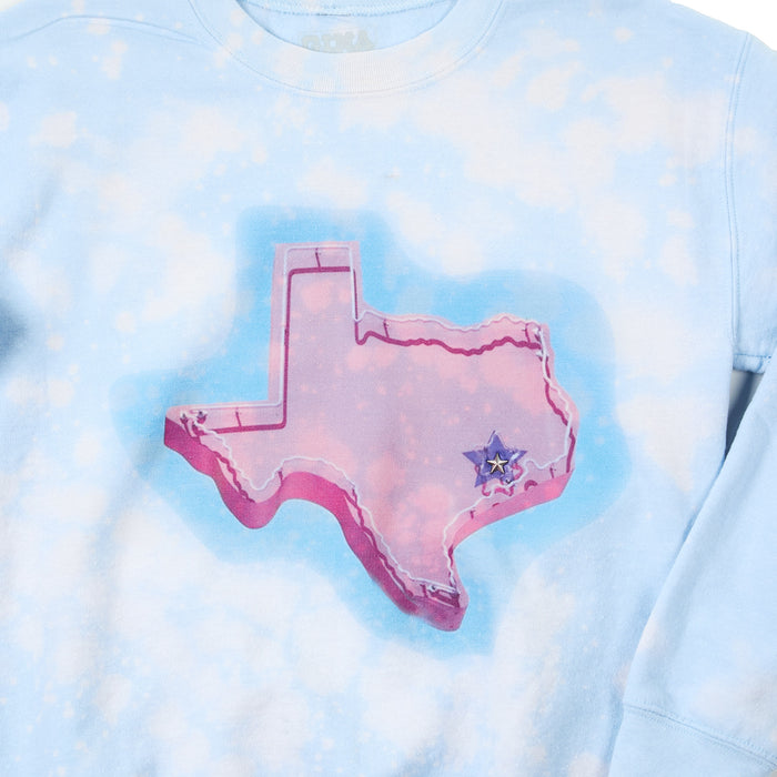Summer Tees Womens Blue Acid With Pink Texas Sweatshirt