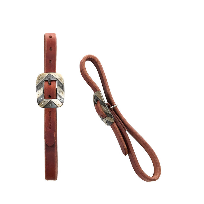 Cowperson Tack Breast Collar Tug Straps with Floral Bar Buckle