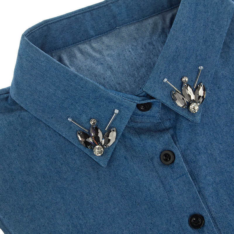 Summer Tees Women's Denim Jewel Corporate Collar
