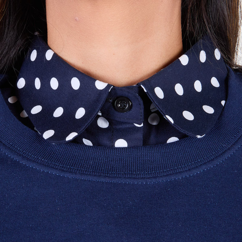Summer Tees Navy Polka Dot Corporate Collar