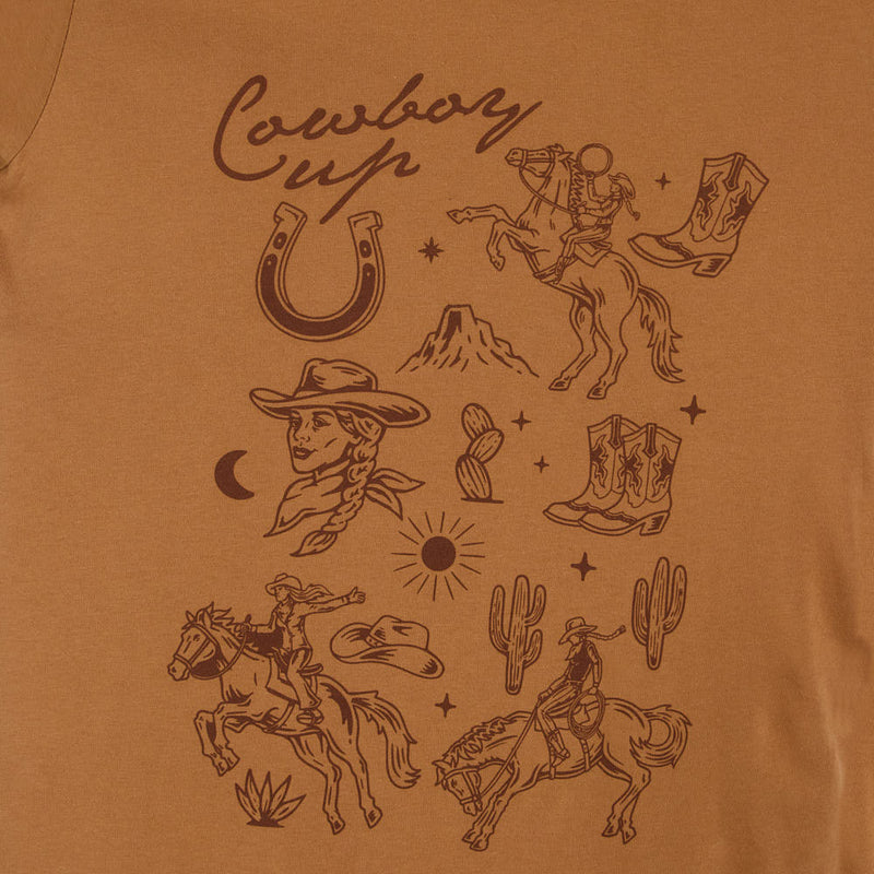 Summer Tees Women's Cowboy Up Mustard Tee Shirt