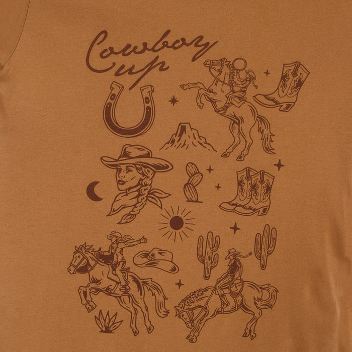 Summer Tees Women's Cowboy Up Mustard Tee Shirt