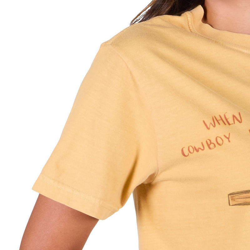 Summer Tees Women's Mustard When A Cowboy Prays Tee Shirt