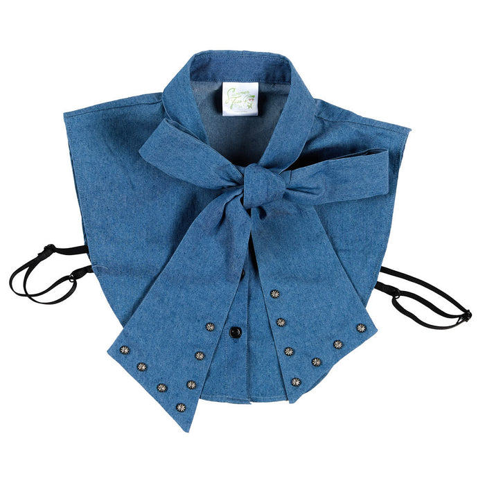 Summer Tees Denim Bow Collar