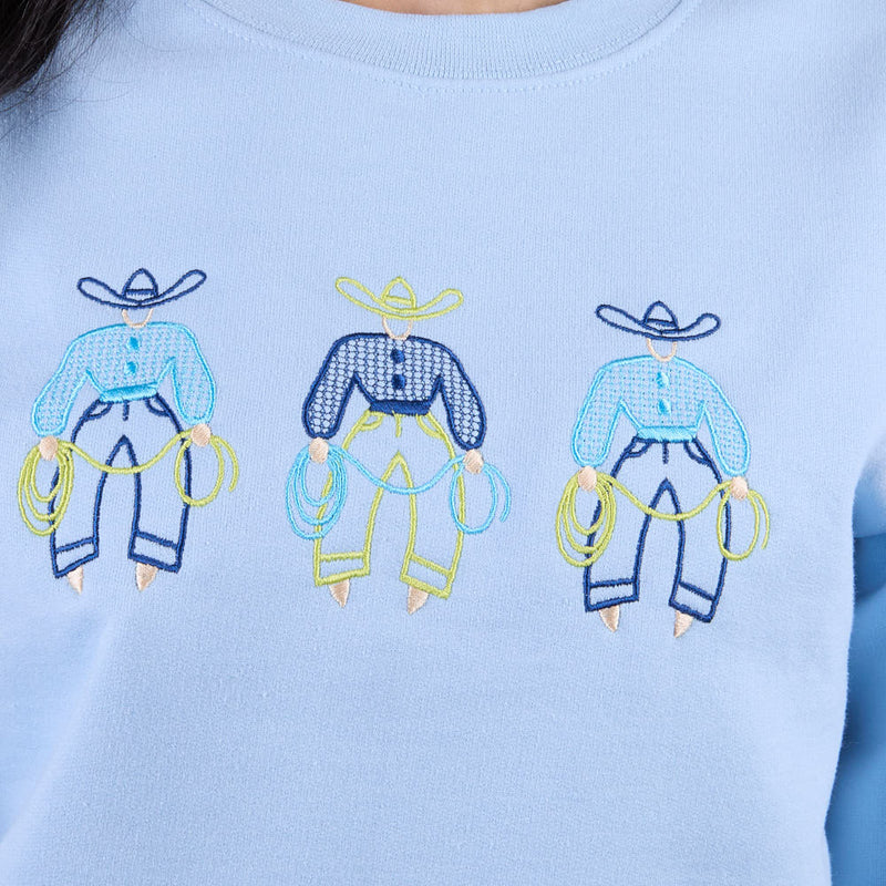 Summer Tees Light Blue Fancy Pants Embroidered Sweatshirt