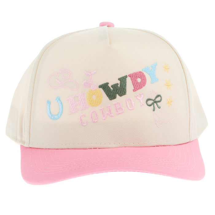 Summer Tees Womens Pink/Natural Howdy Cowboy Cap