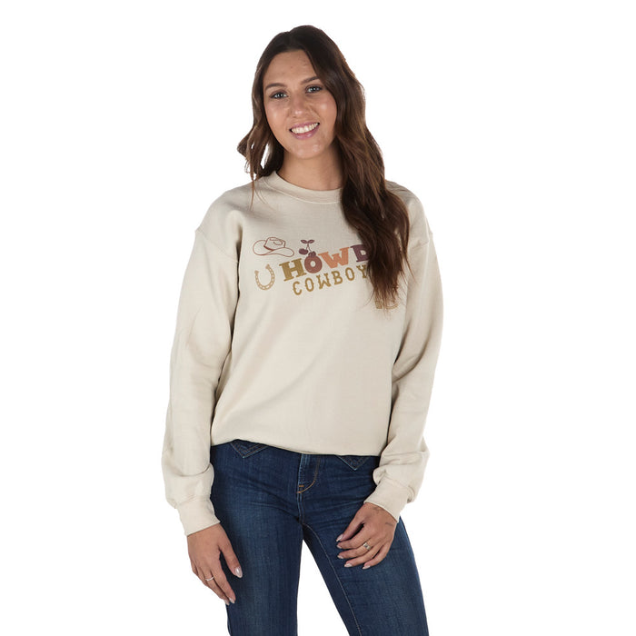 Summer Tees Women's Ivory Howdy Cowboy Sweatshirt