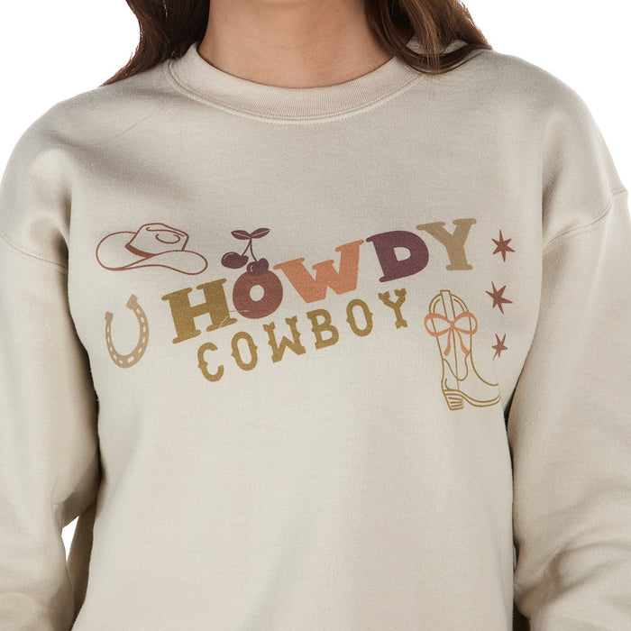 Summer Tees Women's Ivory Howdy Cowboy Sweatshirt