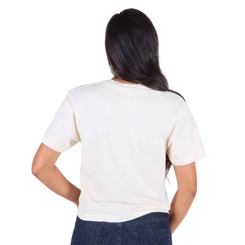 Summer Tees Women's Khaki Cowgirl Cropped Tee Shirt