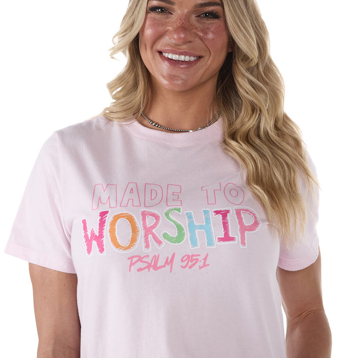 Summer Tees Pink Made To Worship Crop Top
