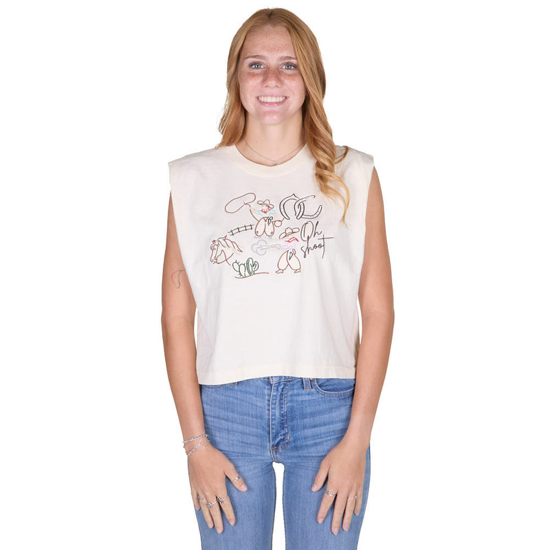 Summer Tees Women's Ivory Oh Shoot Muscle Tank