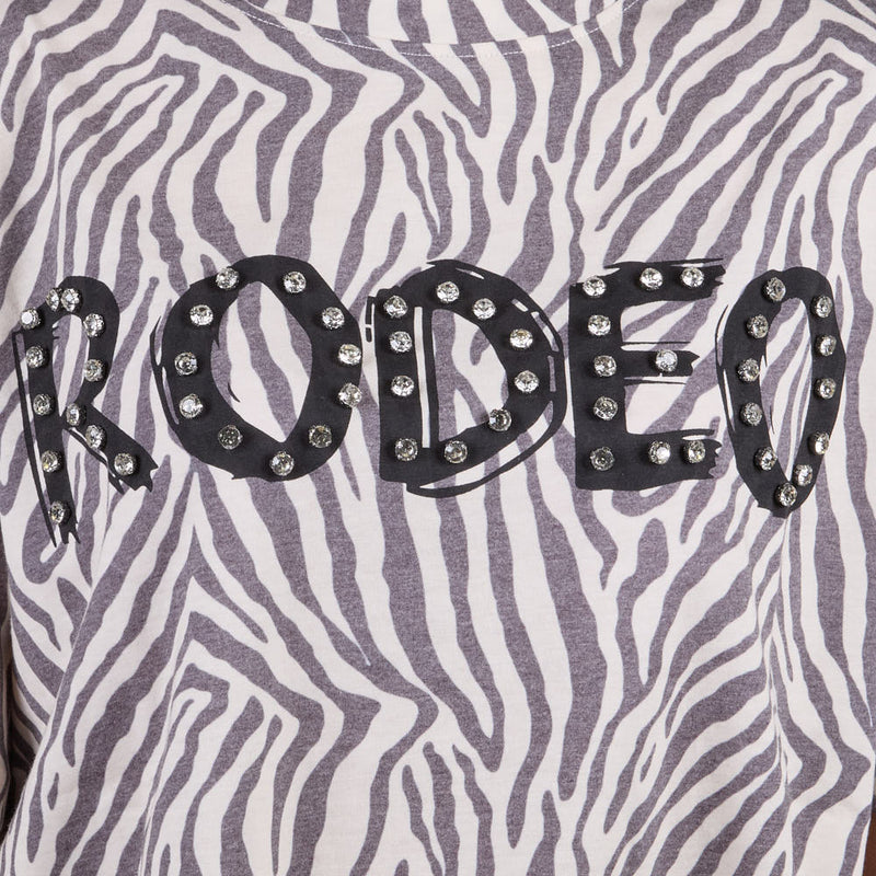 Summer Tees Women's Rhinestone Rodeo Zebra Tee Shirt