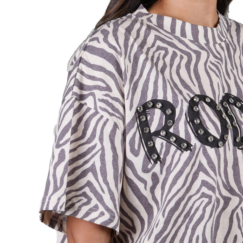 Summer Tees Women's Rhinestone Rodeo Zebra Tee Shirt