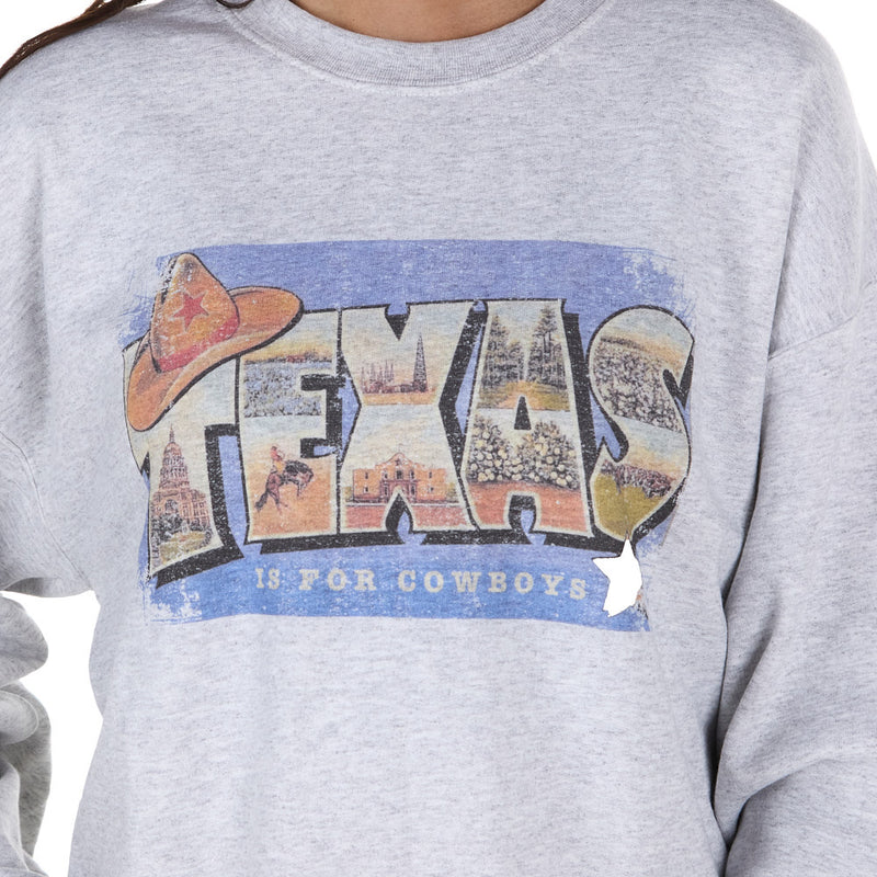 Summer Tees Women's Texas Is For Cowboys Ash Sweatshirt