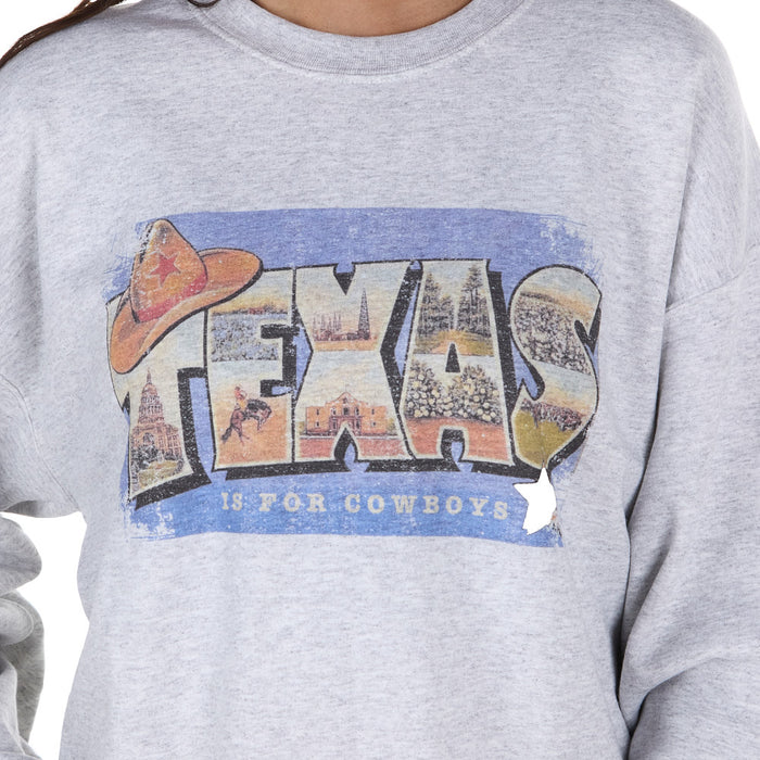 Summer Tees Women's Texas Is For Cowboys Ash Sweatshirt