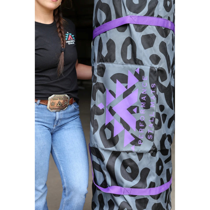 Performance Stall Mats Portable Mat Storage Bag 6x9 Grey Leopard
