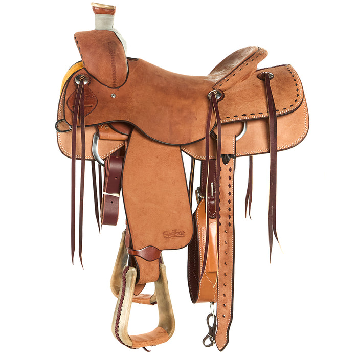 Scott Thomas Custom Saddles Natural Roughout Buckstitch 16in Tucson Rancher Saddle