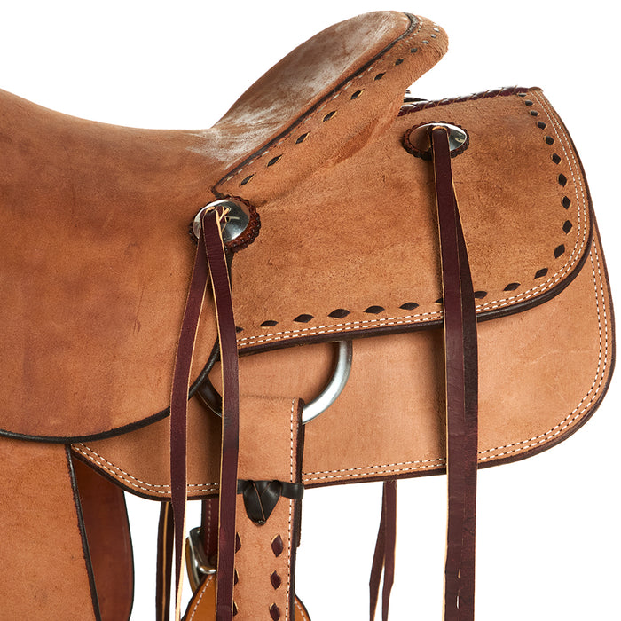 Scott Thomas Custom Saddles Natural Roughout Buckstitch 16in Tucson Rancher Saddle