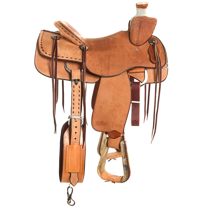 Scott Thomas Custom Saddles Natural Roughout Buckstitch 15.5in Tuscon Rancher Saddle