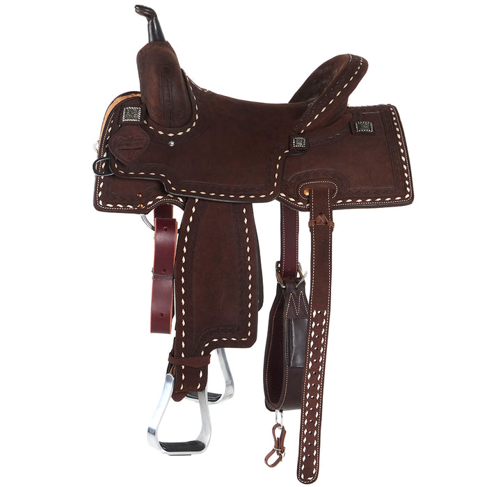 Scott Thomas Custom Saddles 14.5in Chocolate Roughout Diamond Buckstitch Flex Tree Barrel Saddle