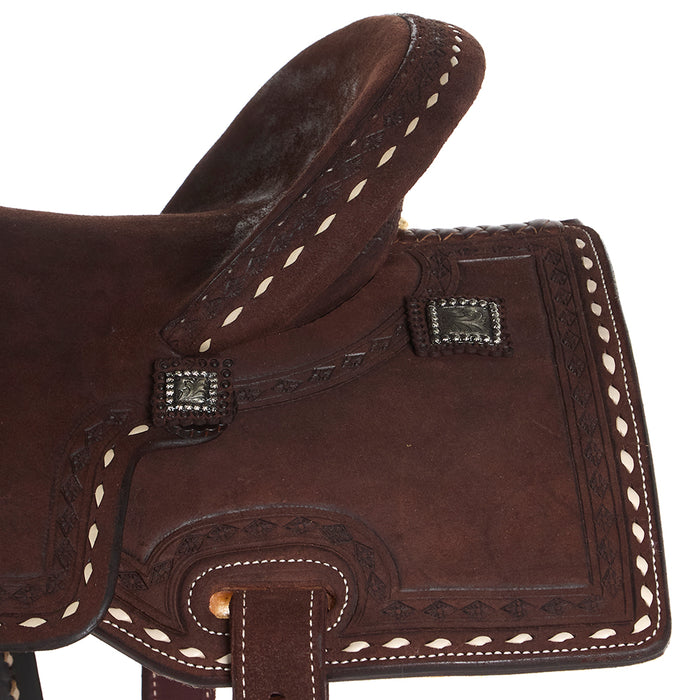 Scott Thomas Custom Saddles 14.5in Chocolate Roughout Diamond Buckstitch Flex Tree Barrel Saddle