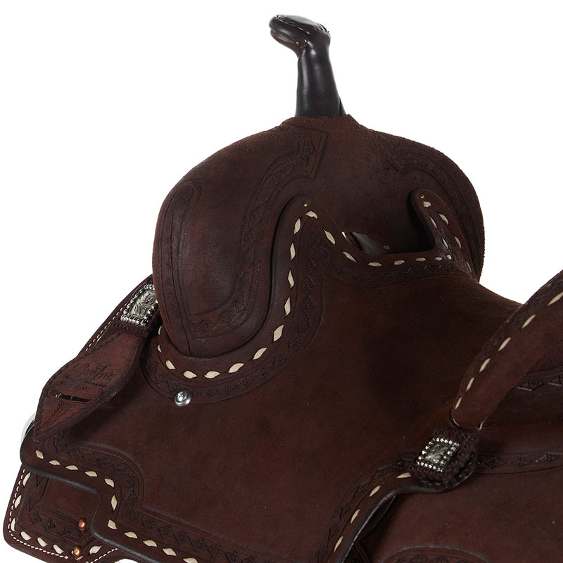 Scott Thomas Custom Saddles 14.5in Chocolate Roughout Diamond Buckstitch Flex Tree Barrel Saddle