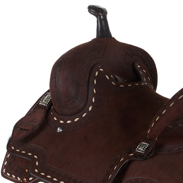 Scott Thomas Custom Saddles 14.5in Chocolate Roughout Diamond Buckstitch Flex Tree Barrel Saddle