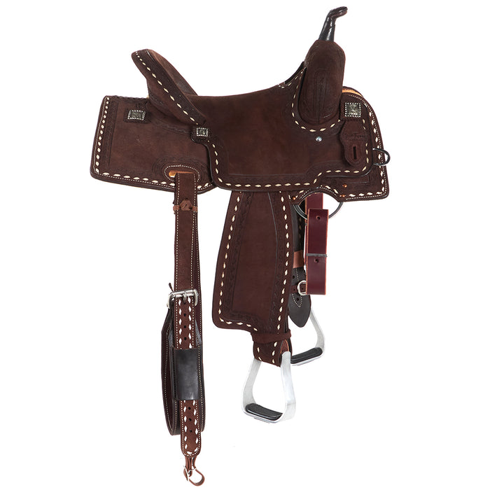 Scott Thomas Custom Saddles 14.5in Chocolate Roughout Diamond Buckstitch Flex Tree Barrel Saddle