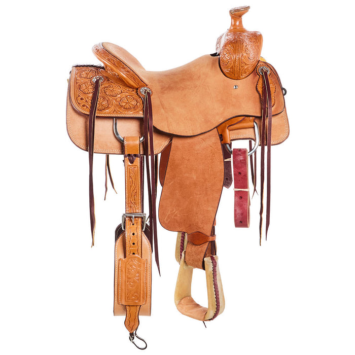 Scott Thomas Custom Saddles 15.5in 1/4 Wyoming Flower Medium Oil Rancher Saddle