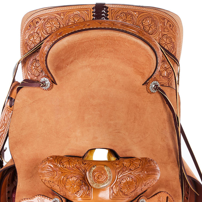 Scott Thomas Custom Saddles 15.5in 1/4 Wyoming Flower Medium Oil Rancher Saddle