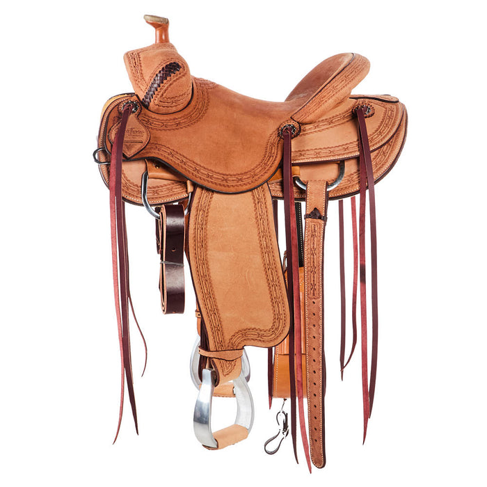 Scott Thomas Custom Saddles 15in Barbwire Tooled Rancher Saddle