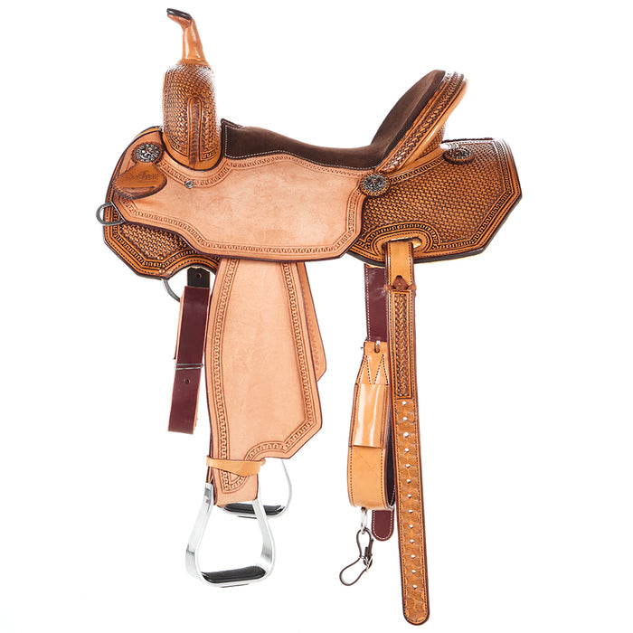 Scott Thomas Custom Saddles 14.5in 1/2 Breed Geometric Mini Basket Stamp Barrel Saddle
