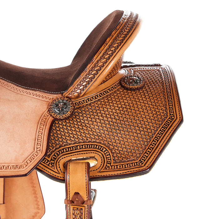 Scott Thomas Custom Saddles 14.5in 1/2 Breed Geometric Mini Basket Stamp Barrel Saddle
