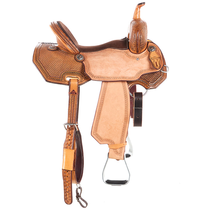 Scott Thomas Custom Saddles 14.5in 1/2 Breed Geometric Mini Basket Stamp Barrel Saddle