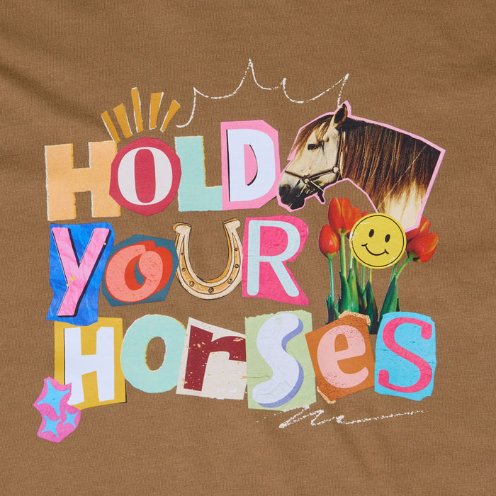 Summer Tees Girl's Brown Hold Your Horses Tee Shirt