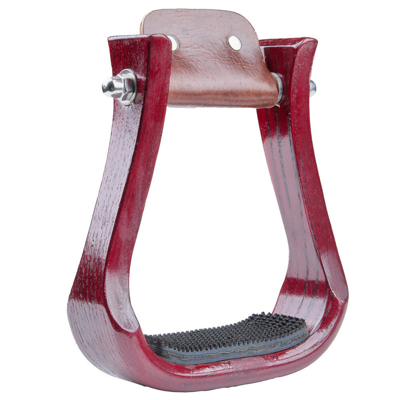 NRS 2in. Rubber Tread Wood Stirrup - Cherry