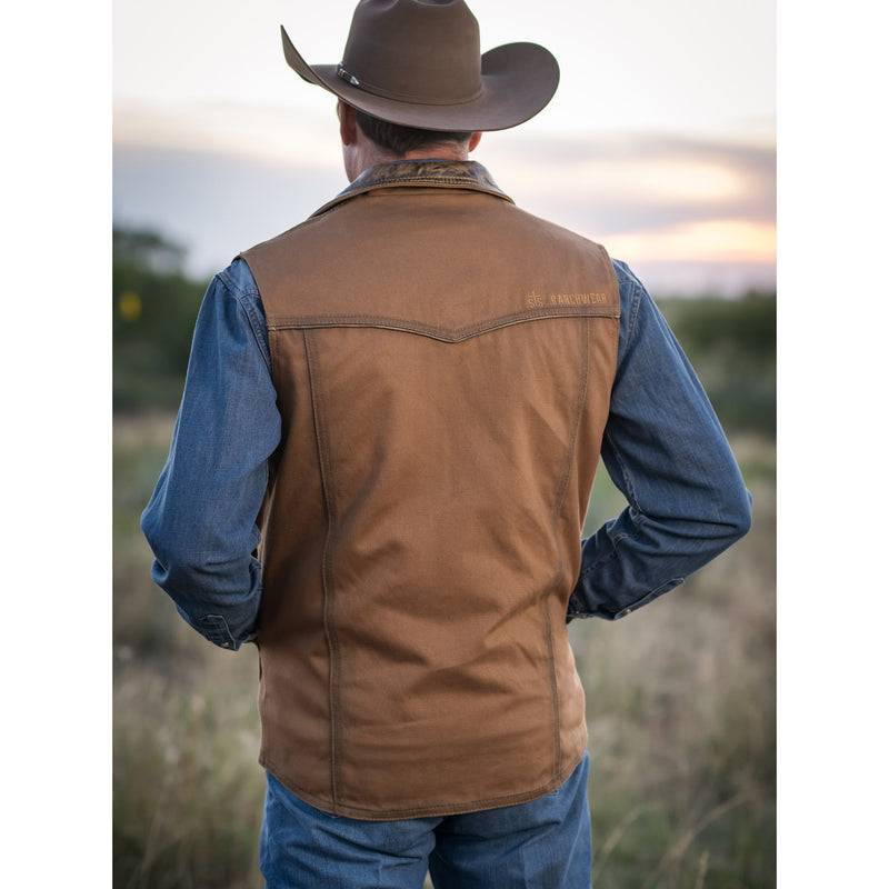 STS Ranchwear Men's Canvas Leather Owen Vest