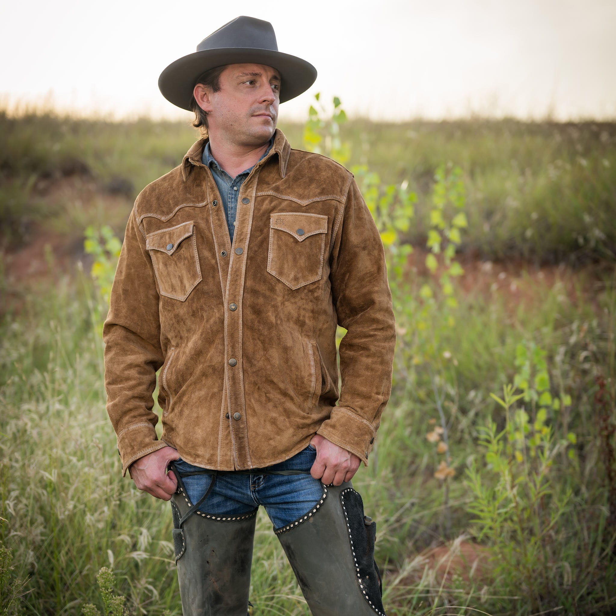STS Ranchwear Men's Caramel Suede Scottsdale Jacket