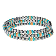 NRS Sterling Pearl and Turquoise Coil Bracelet