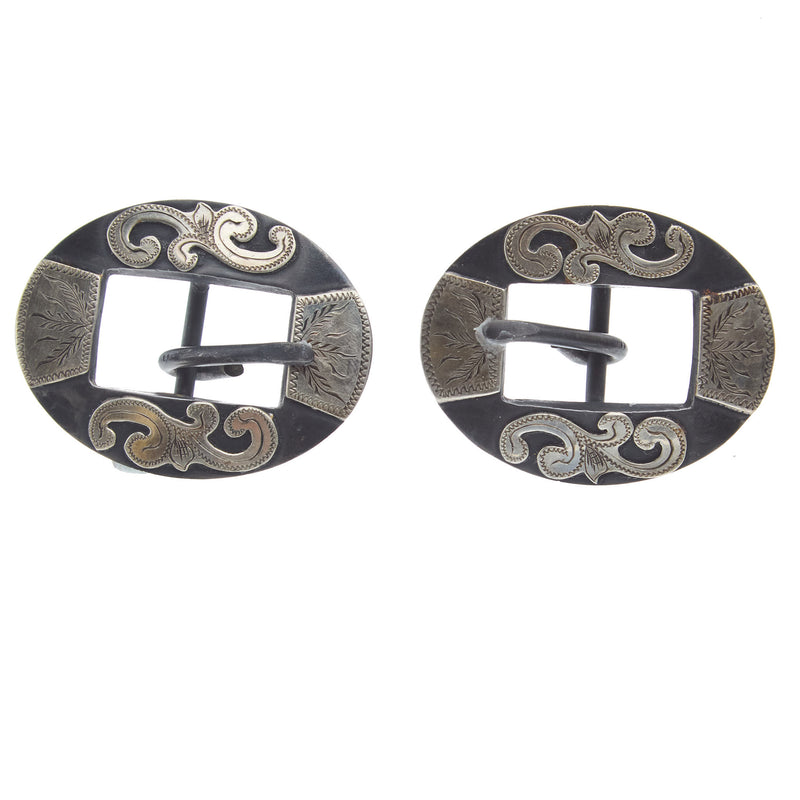 White`S Bits And Spurs Pair of 5/8in Round Scroll Cart Buckles