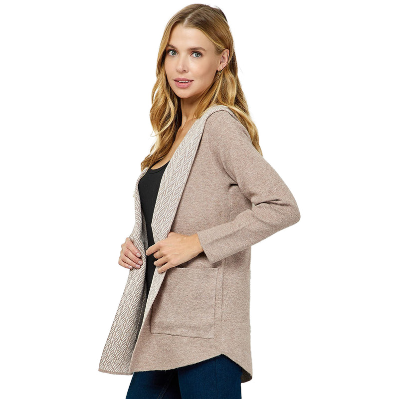 See And Be Seen Jacquard Hooded Sweater Cardigan