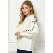See And Be Seen Women's Cream Stitch Detail Oversized Sweater