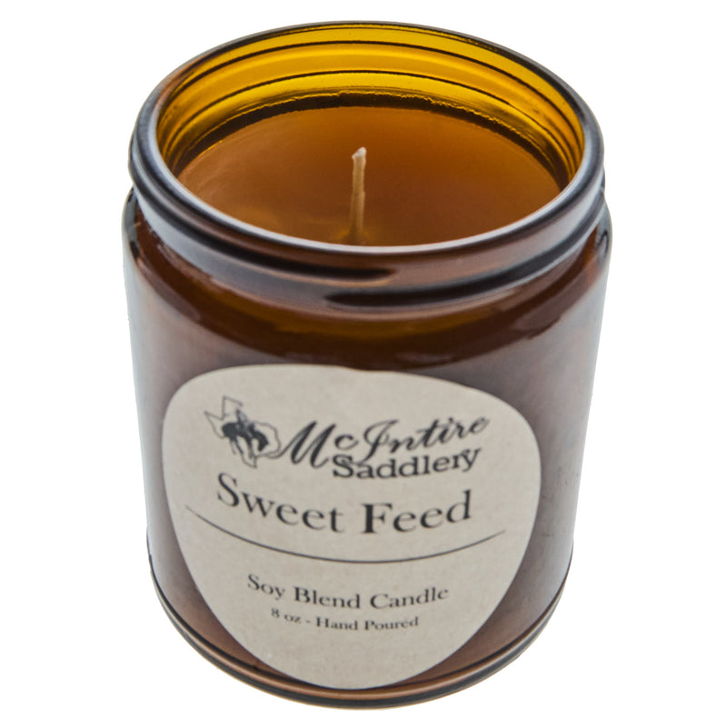 Mcintire Saddlery Sweet Feed 8 oz. Amber Glass Jar Candle